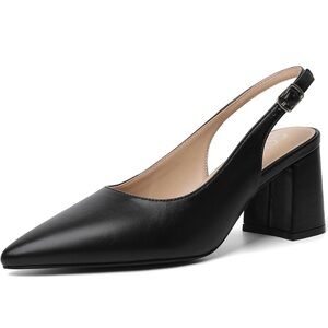 Black Slingback Chunky Heels